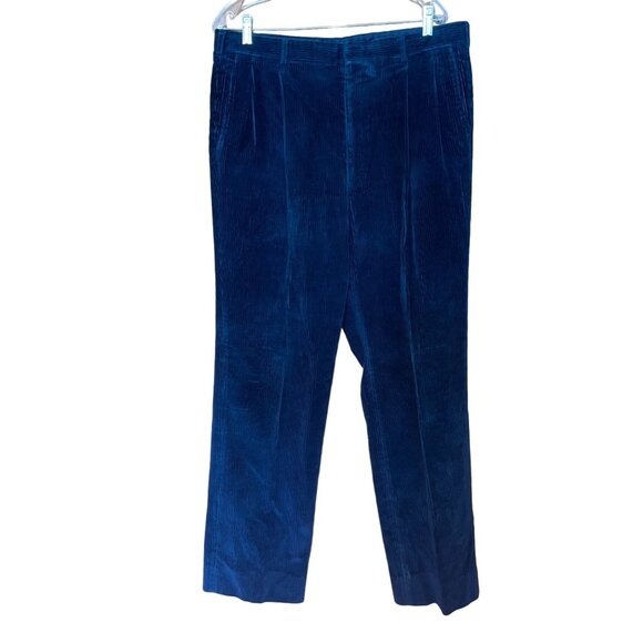 Lands End Navy Blue Corduroy Pants Size 36 90% Cotton 10% Polyester Made In USA - Picture 1 of 7